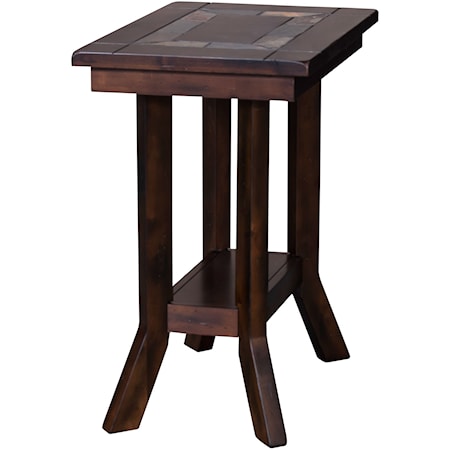 Rustic Chair Side Table Natural Slate Inlay