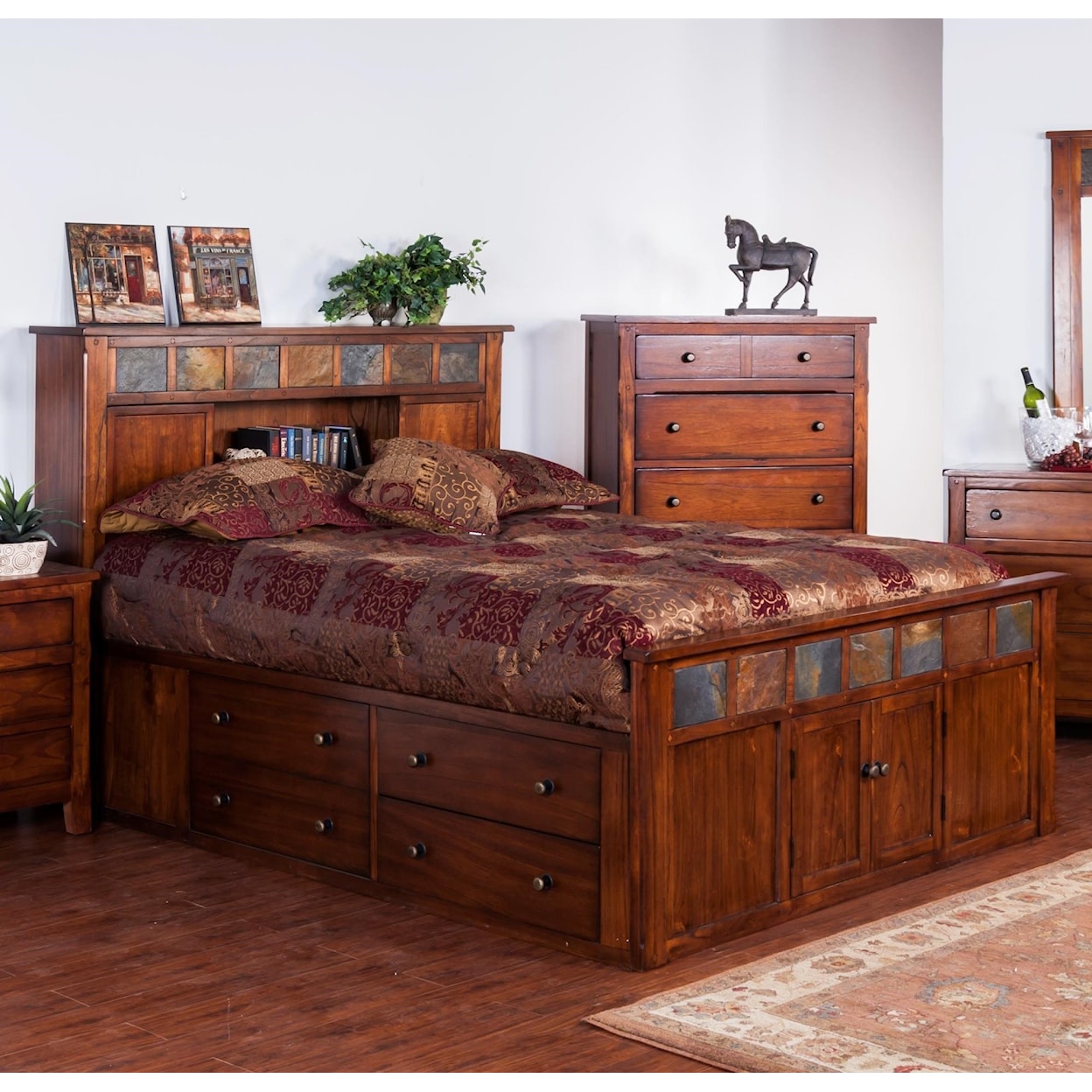 Sunny Designs Santa Fe. Queen Storage Bed w/ Slate