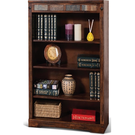 Rustic Four Drawer Bookcase with Slate Accents