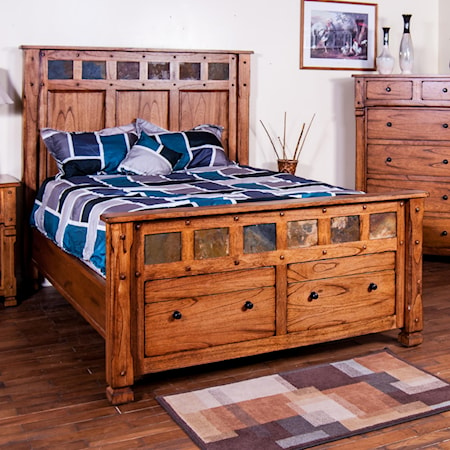 Queen Bed w/ Storage in Footboard