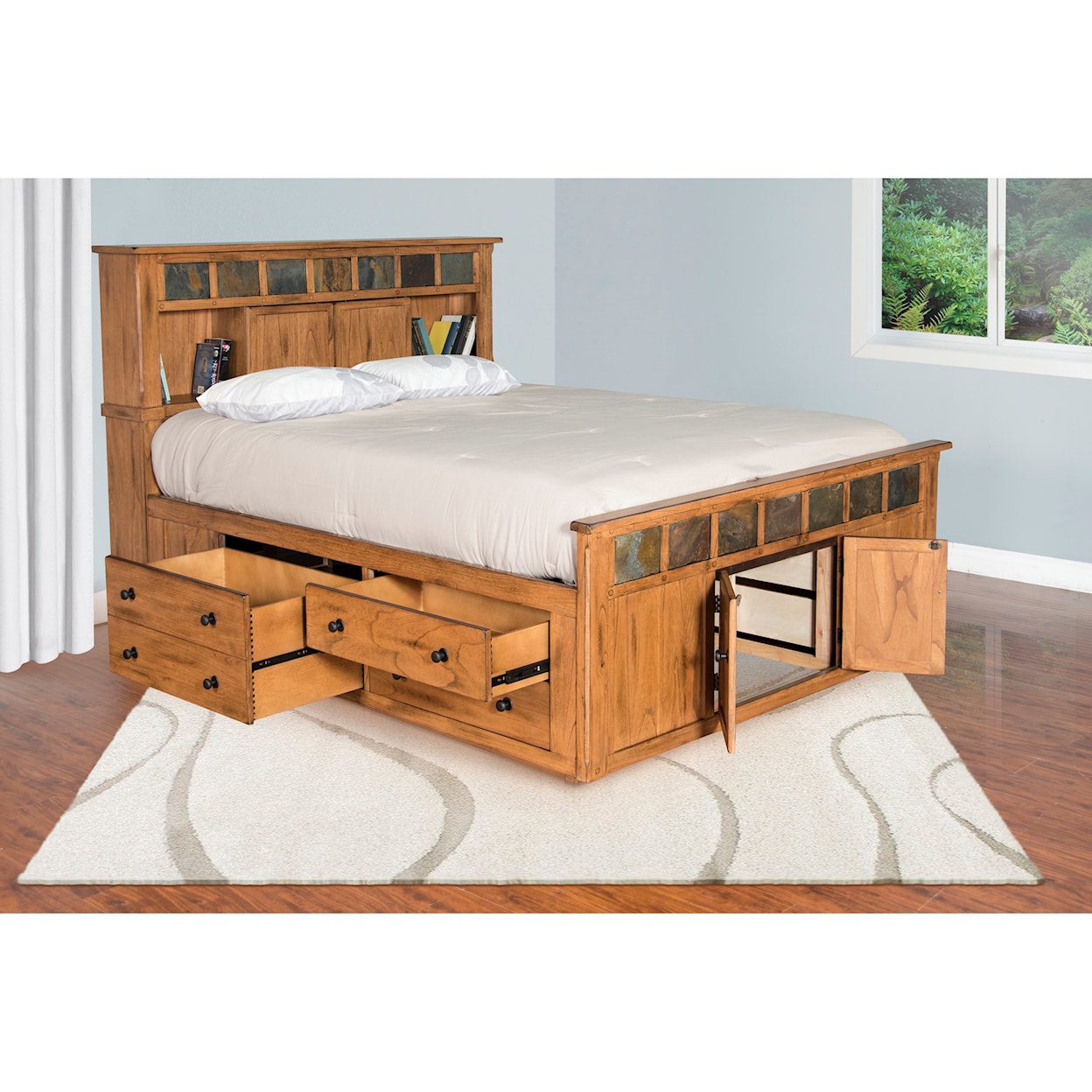 Sunny Designs Sedona King Storage Bed w/ Slate