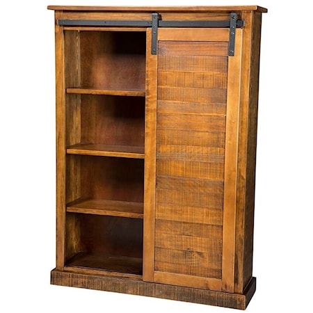 Rustic Bookcase with Sliding Barn Door