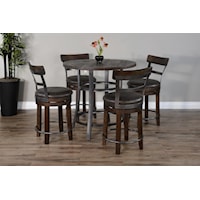 5-Piece Bar Set includes metal counter table and 4, 24" Swivel Stools