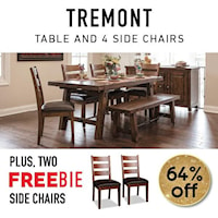 Dining Package includes Table, 4 Chairs and 2 Freebie Side Chairs!  - Bench Sold Separately