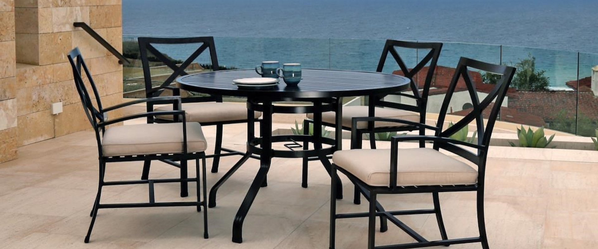 5 Piece Outdoor Dining Set with a Round Outdoor Dining Table and 4 Outdoor Dining Chairs