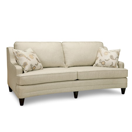 Transitional Curved Sofa with 2 Toss Pillows