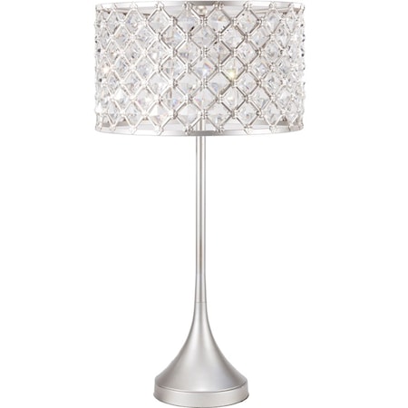 Brushed Silvertone Glam Table Lamp