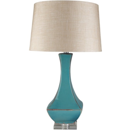 Turquoise Reactive Glaze Modern Table Lamp