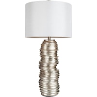 Aged Silvertone Leaf Contemporary Table Lamp