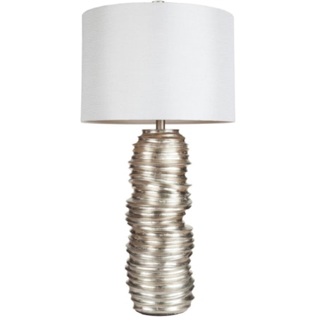 Aged Silvertone Leaf Contemporary Table Lamp