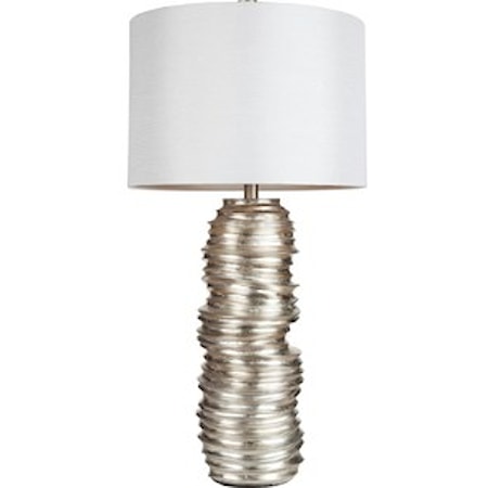 Aged Silvertone Leaf Contemporary Table Lamp