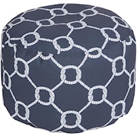 Rope Trellis Navy Outdoor Pouf