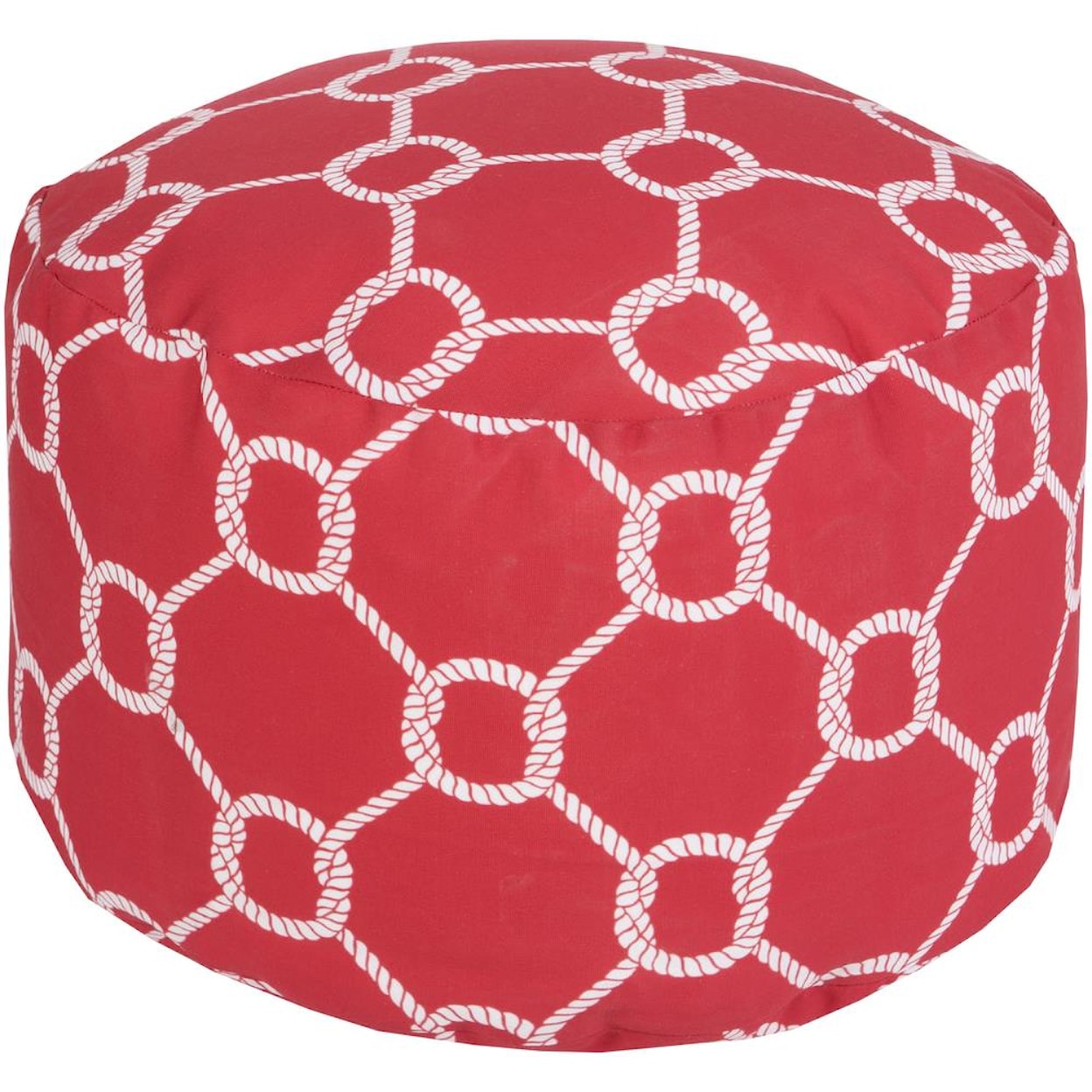 Surya Poufs Rope Trellis Crimson Outdoor Pouf