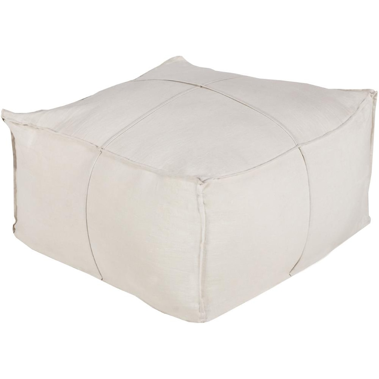 Surya Poufs 24" x 24" x 13" Solid Linen Pouf