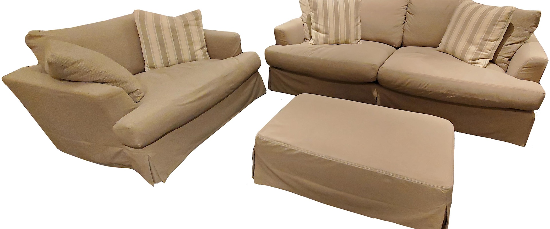 Slipcover Sofa, Chair & 1/2, and Ottoman