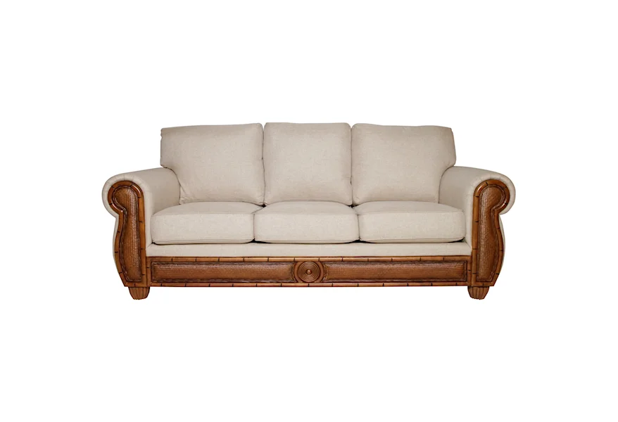 1374 Sofa with Woven Rattan Detail by Sarah Randolph Designs at Virginia Furniture Market