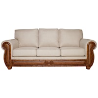 Sofa with Woven Rattan Detail