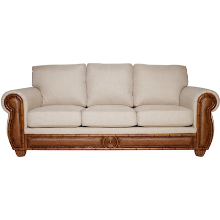 Sofa with Woven Rattan Detail
