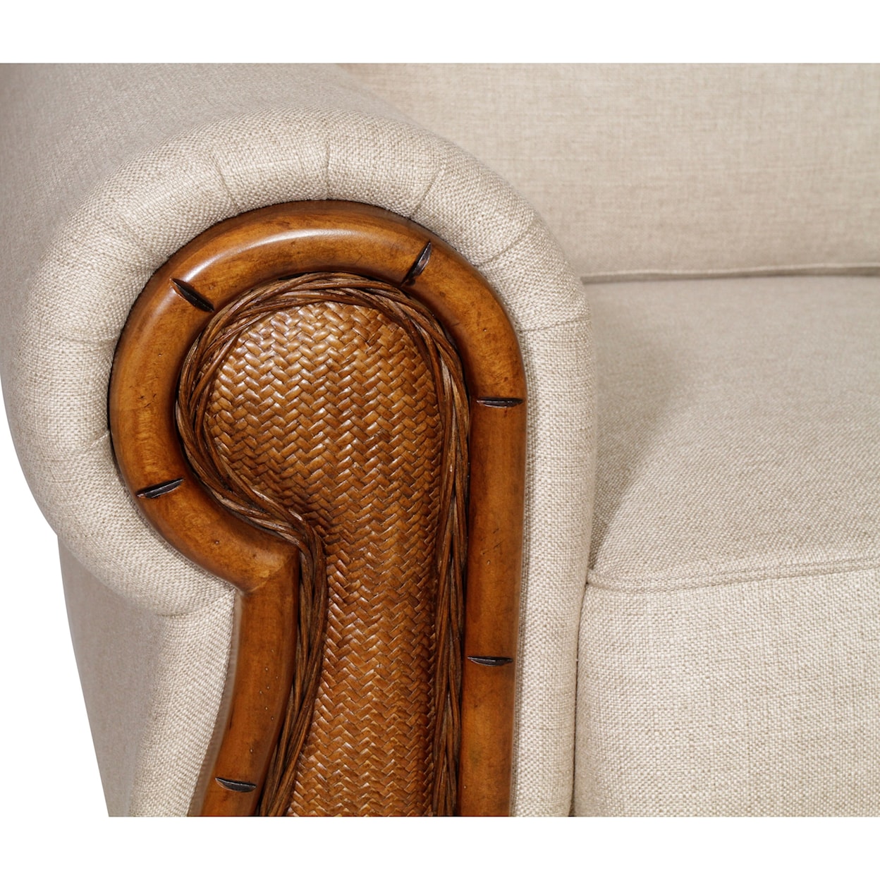 Sarah Randolph Designs 1374 Sofa with Woven Rattan Detail