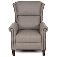 Wing Back Push Thru Arm Recliner with Nailhead Trim