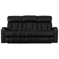 Contemporary Power Reclining Sofa w/ Pwr Headrests & Drop Down Table