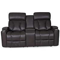 Contemporary Power Reclining Loveseat w/ Power Headrests & Console