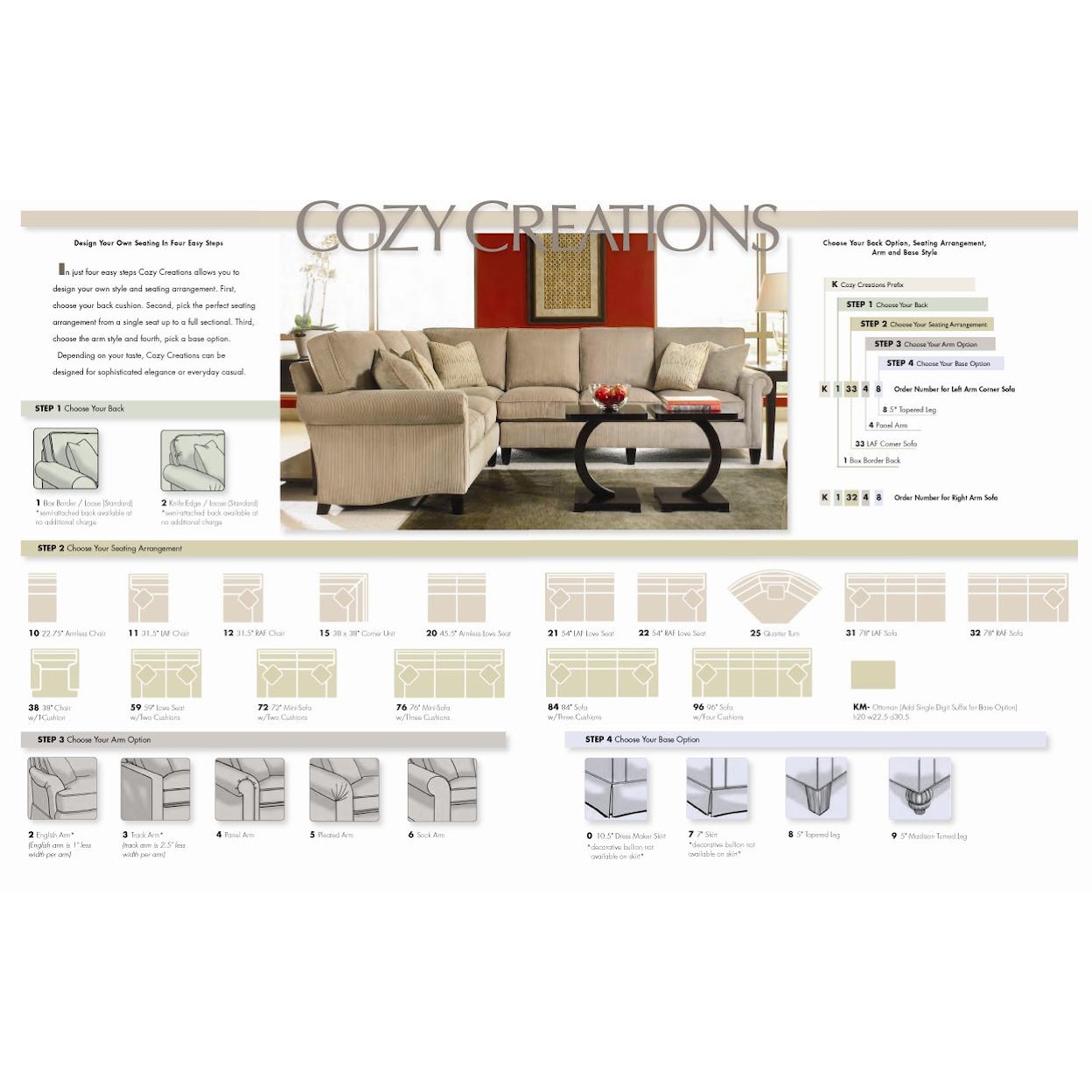 Taylor King Cozy Creations Customizable Sectional Sofa