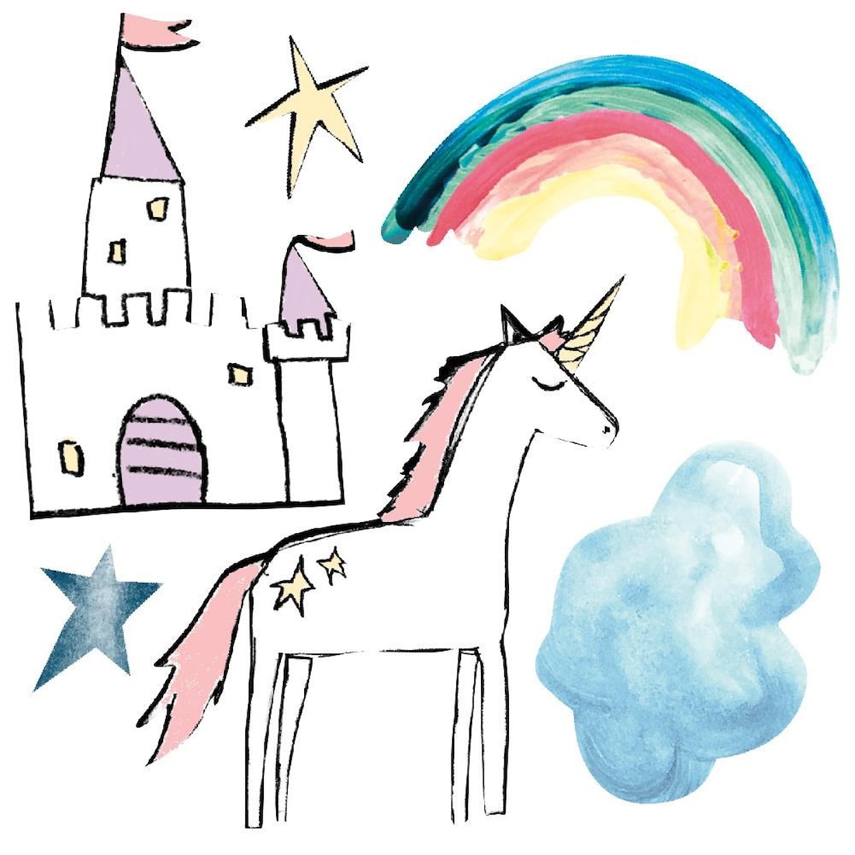 Tempaper Wall Decals Rainbow & Unicorn