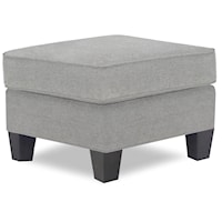 Contemporary Ottoman with Welt Cords and Exposed Wood Block Legs