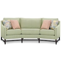 Casual Conversation Sofa with Track Arms and Exposed Wood Base