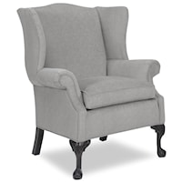 Traditional Wing Back Chair with Exposed Wood Legs