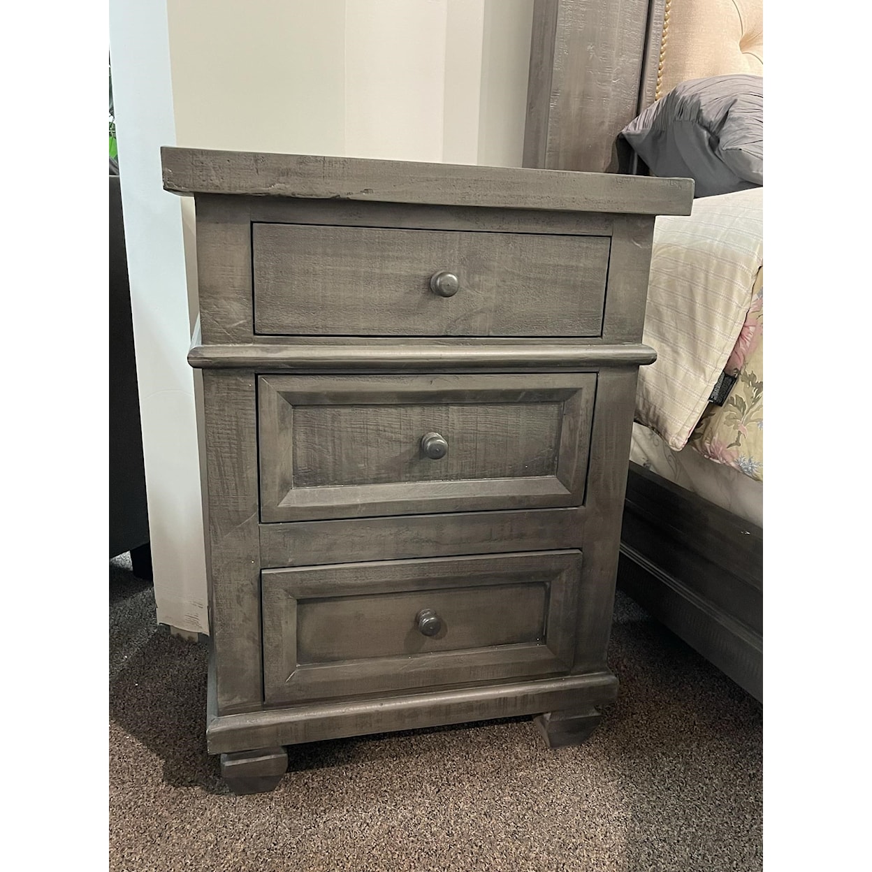 Original Texas Rustic Cottage Gray Solid Wood Nightstand