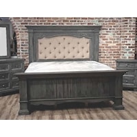 Solid Wood Queen Mansion Upholstered Bed