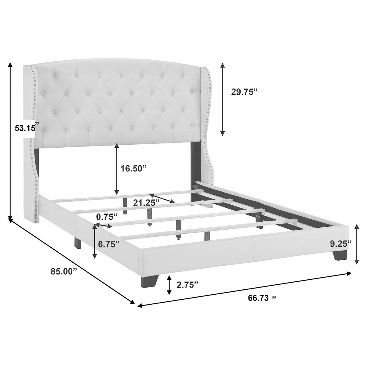 The Monday Company Upholstered Bedroom Queen Tufted Wing Bed
