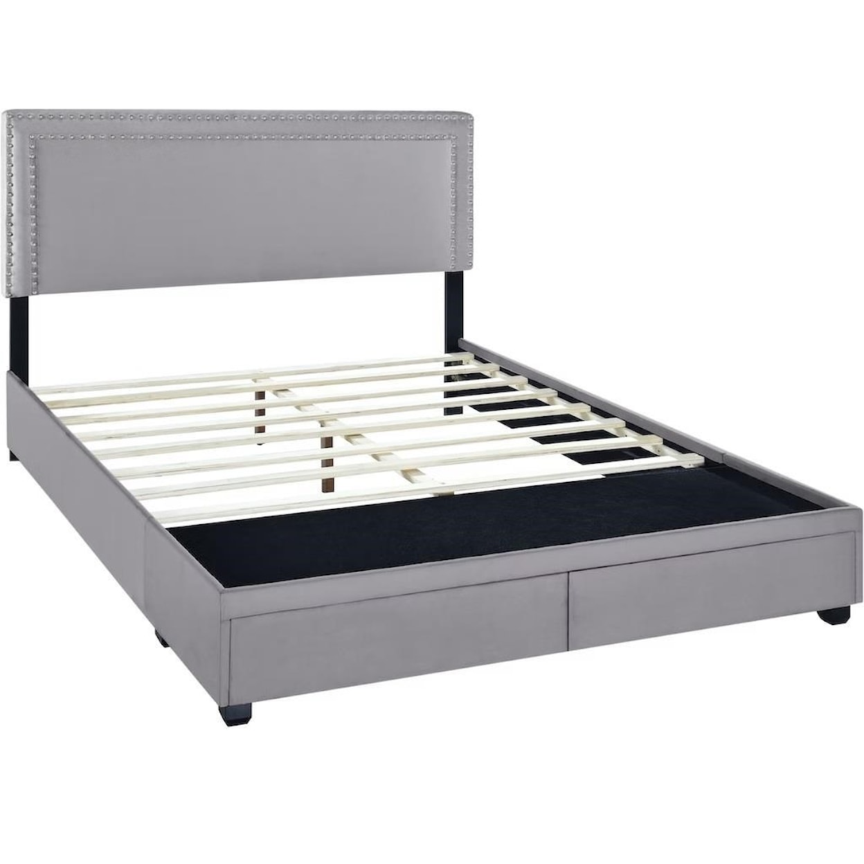The Monday Company Upholstered Bedroom Queen Nail Trim Storage Bed