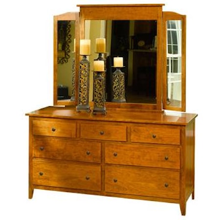 Large Dresser and Tri-Fold Mirror