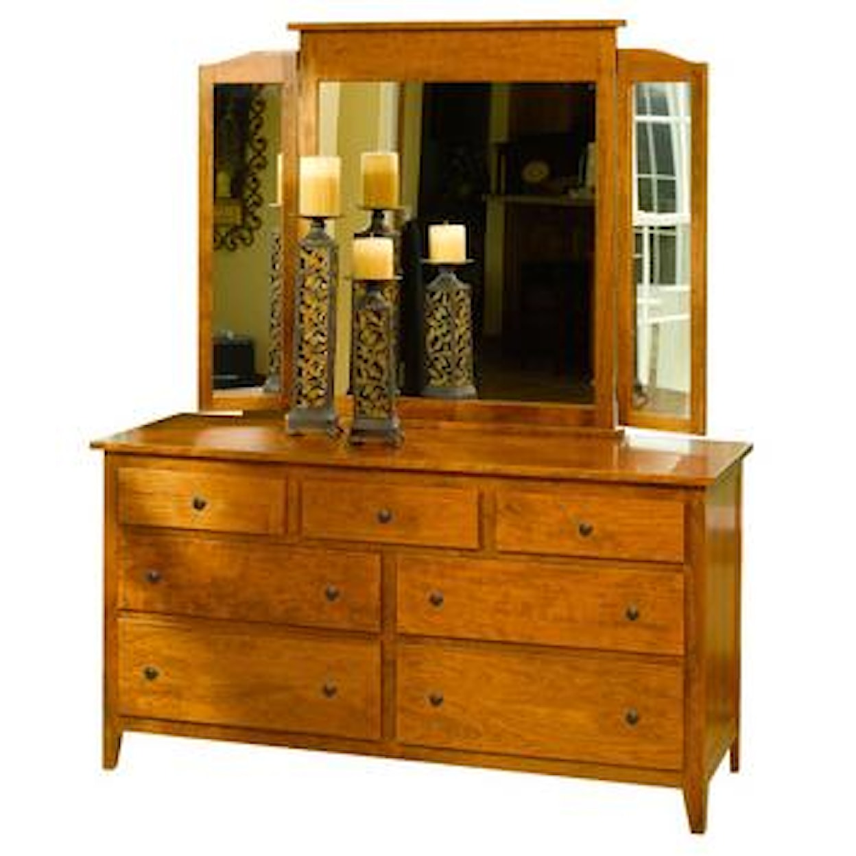 The Urban Collection Jamestown Square Large Dresser and Tri-Fold Mirror