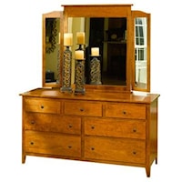 Casual Large Dresser and Tri-Fold Mirror