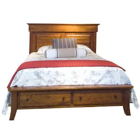 Queen Panel Bed with Storage Footboard