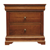 Transitional Two Drawer Nightstand with Bracket Feet