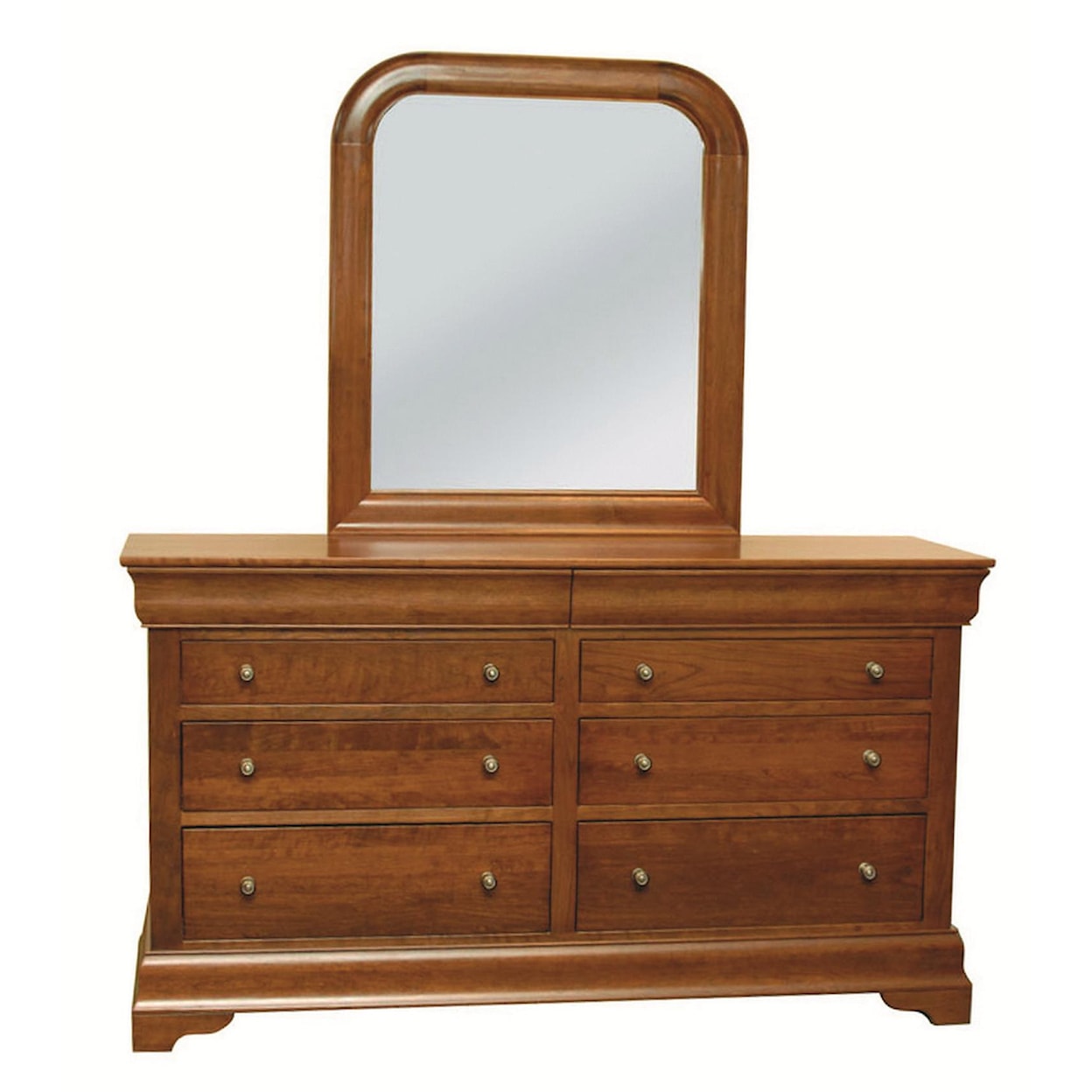 The Urban Collection Bordeaux Six Drawer Dresser and Rounded Mirror Set