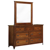 Transitional Seven Drawer Dresser with Vertical Mirror