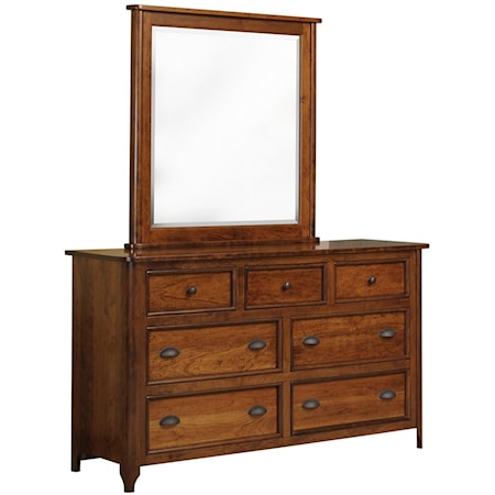 Seven Drawer Dresser and Mirror