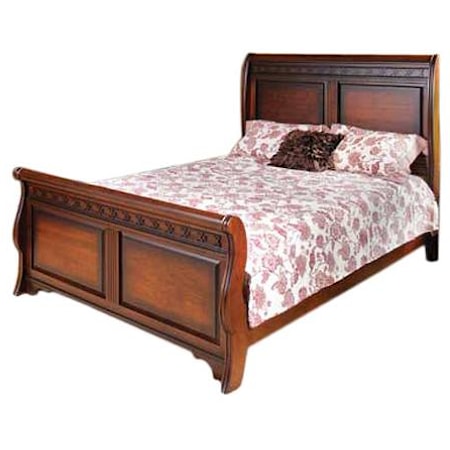 Twin Sleigh Bed with High Footboard