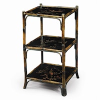 Chinoiserie Hand Painted 3 Tier Etagere Display Bookcase