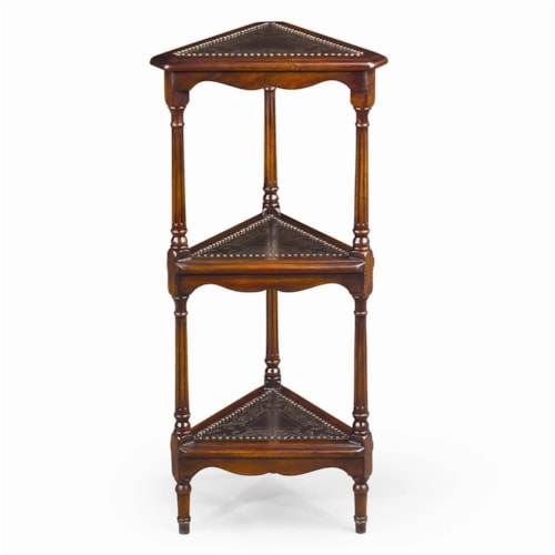 Engraved 3 Tier Corner Etagere Display Bookcase