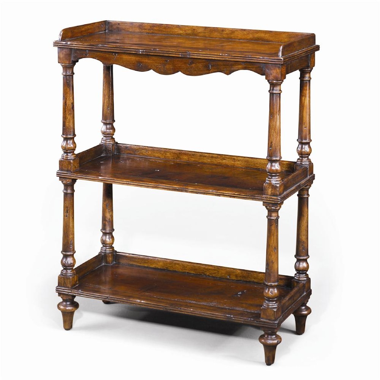 Theodore Alexander Bookcases Antiqued Wood 3 Tiered Etagere