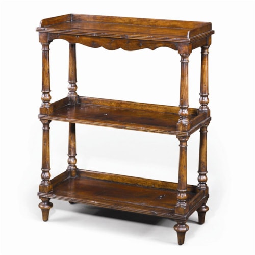 Antiqued Wood 3 Tier Etagere Display Bookcase