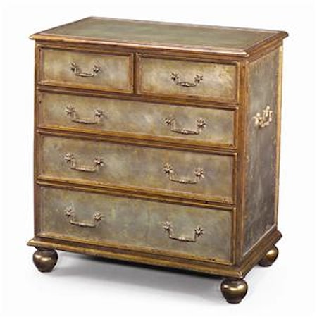 Silver and Gilt Verre Paneled Chest
