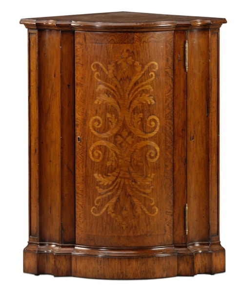 Corner Cabinet with Floral Inlaid Door